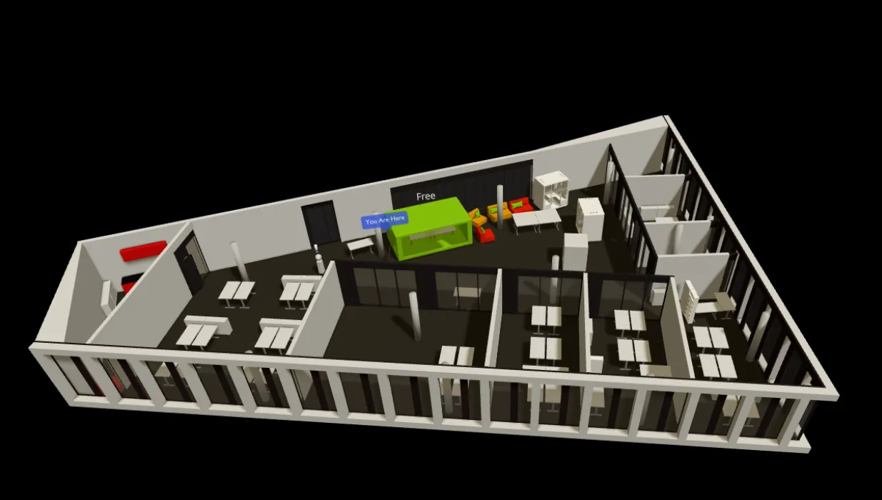 3D model of the institute floor with furniture